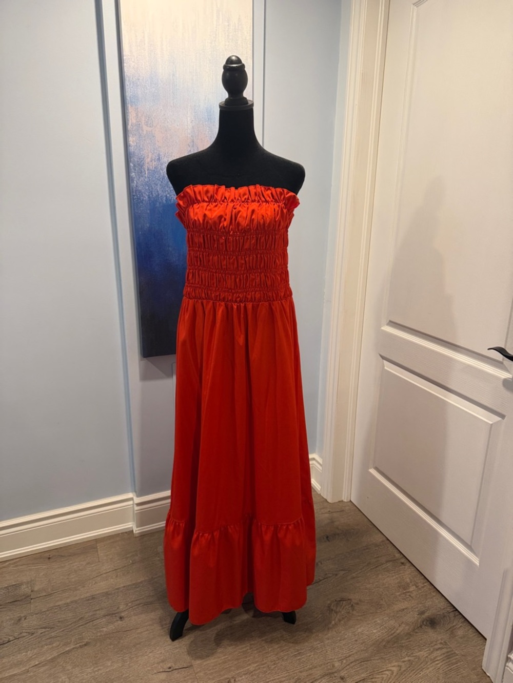 Buy 5 for 10$❗️SHEIN Red Strapless Smocked Maxi Dress